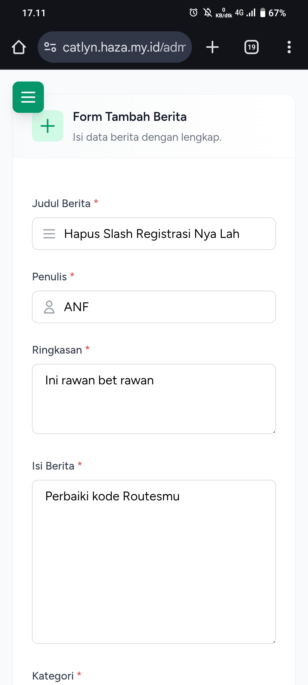 Hapus Slash Registrasi Nya Lah